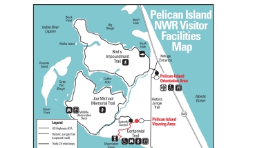 A map of facilities on Pelican Island NWR.