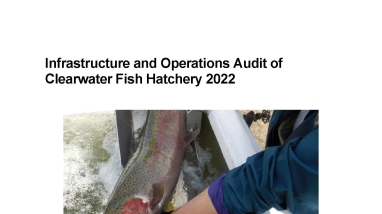 The cover of a report which includes title information and a photo of a fish in hands