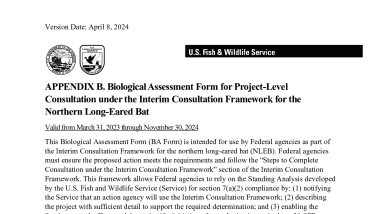 Appendix B. Biological Assessment Form for Interim Consultation Framework for the Northern Long-eared Bat
