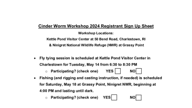 Cinder Worm Workshop 2024 Registration Form