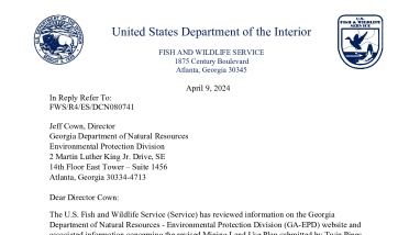 USFWS Comment Letter to Georgia EPD April 9 2024