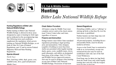 Bitter Lake NWR Hunt Regulations, Bag Limit and Map