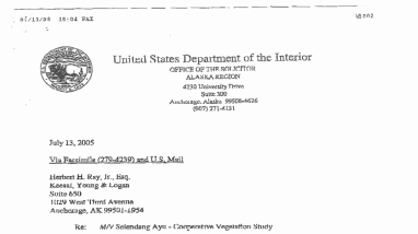 II.C.9. Letter from Responsible Party to Trustees re: concurrence with Cooperative Vegetation Study, July 15, 2005