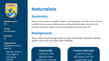 Introduction to USFWS - Conservation History - Naturalists Lesson Plan