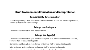 Dahomey NWR Draft Compatibility Determination - Environmental Education and Interpretation
