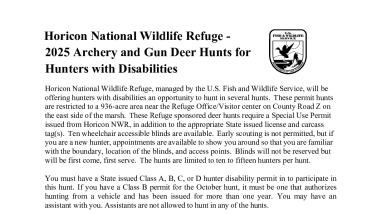 Horicon National Wildlife Refuge 2025 Archery and Gun Deer Hunts for Hunters with Disabilities 