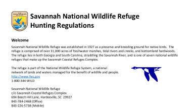 2025-26 Savannah NWR Hunting Regulations