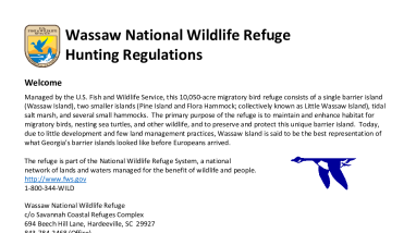 2025-26 Wassaw NWR Hunt Regulations