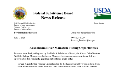 2025 Fourth Announcement for Kuskokwim River Fishing Opportunities