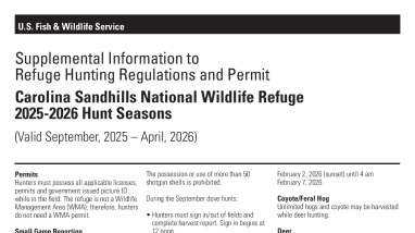 Carolina Sandhills NWR Hunt Supplemental - 2025/2026