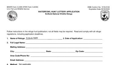 Waterfowl Hunt Lottery Application 2025 - Eufaula NWR