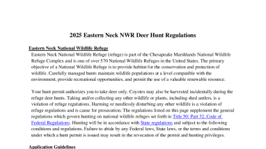 Eastern Neck NWR 2025 Deer Hunt Regulations