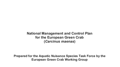 National Management and Control Plan for the European Green Crab (Carcinus maenas)