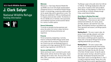 J Clark Salyer National Wildlife Refuge Hunting Regulations Brochure