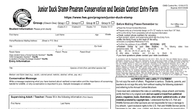 Junior Duck Stamp Conservation Design Contest Entry Form