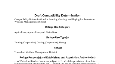 Draft Compatibility Determination Agriculture TWD 2026
