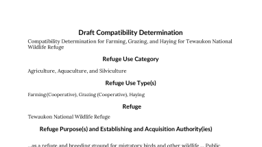 Draft Compatibility Determination Agriculture TWR 2026