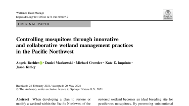 Controlling mosquitoes through innovative and collaborative wetland management practices in the Pacific Northwest