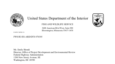 Amended Biological Opinion for Transportation Projects in the Range of the Indiana bat and Northern Long-eared bat