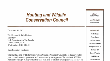 Letter to DOI Secretary Haaland regarding the National Wildlife Refuge System