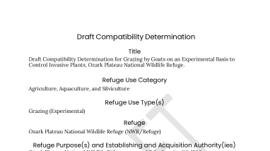 Draft Compatibility Determination for grazing with goats at Ozark Plateau NWR 2023
