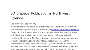SOTS Special Publication in Northwest Science