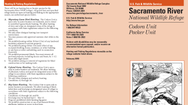 Sacramento River Refuge Codora Packer Leaflet for Sacramento National Wildlife Refuge Complex