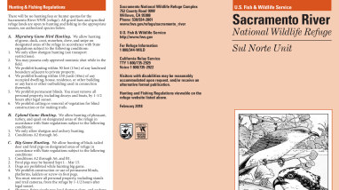 Sacramento River Refuge Sul Norte Leaflet for Sacramento National Wildlife Refuge Complex