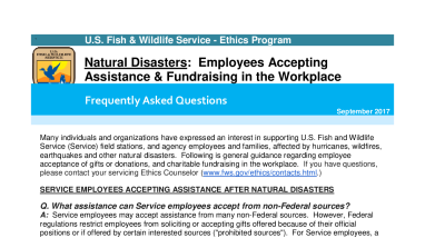 Ethics and Natural Disasters: Accepting Assistance and Fundraising in the Workplace FAQ