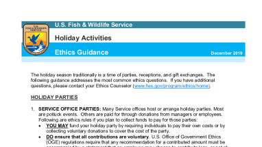 Ethics Holiday Activities Guidance
