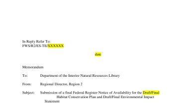 Example Department of Interior Natural Resources Library Transmittal
