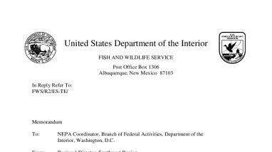 Example National Environmental Protection Act Coordinator Transmittal