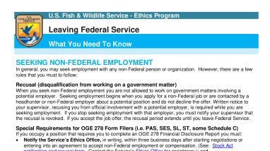 Leaving Federal Service Summary