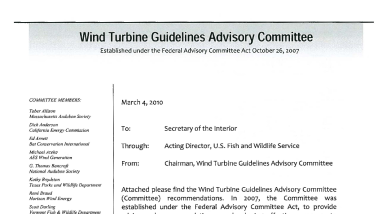 Wind Turbine Guidelines Advisory Committee Final Recommendations