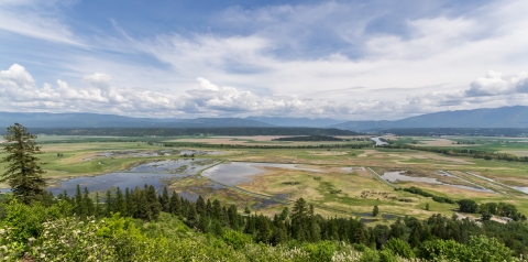 A panoramic view of the many wetlands at Kootenai NWR