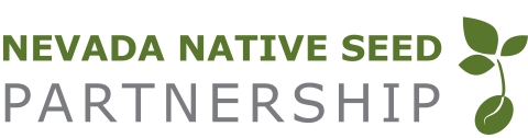 Image of the Nevada Native Seed Partnership Logo which reads Nevada Native Seed Parntership, with a seedling with three leaves to the right of the words.