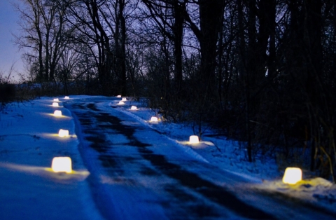 Luminary hike in snow