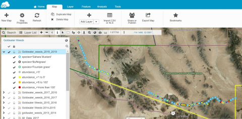 Screen capture of a GIS cloud map