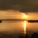 Sun setting behind the bluffs on the Upper Mississippi River