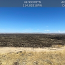 Image of the aftermath of a wildfire showing scorched land