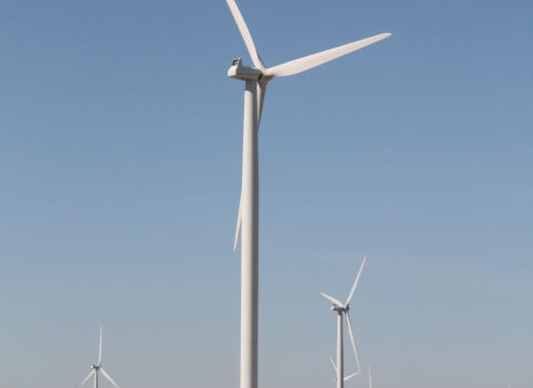 Wind turbines at a facility in northwest Indiana.