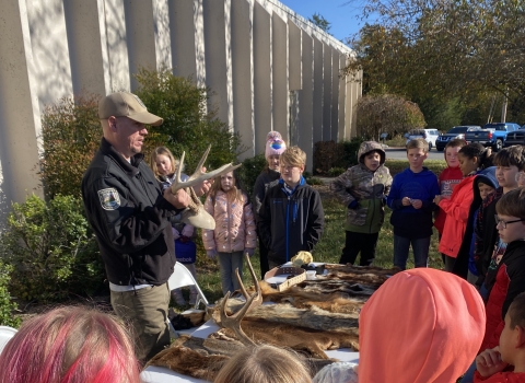 Students listening to a presenter
