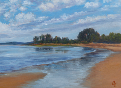 Image of beach front with trees