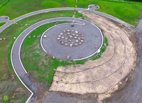 Aerial photo of the Cully Park Native Gathering Garden