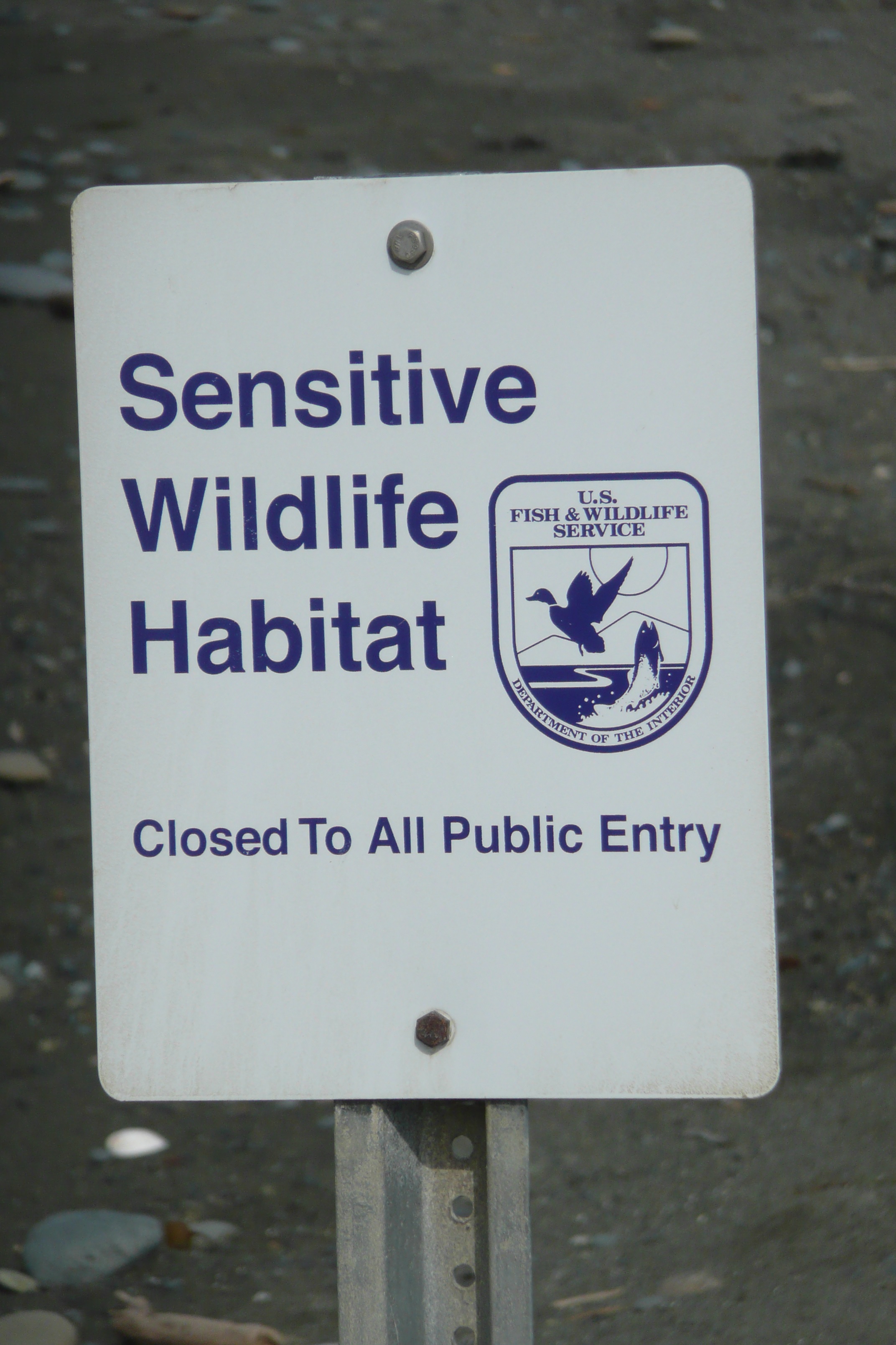USFWS Sensitive Habitat Sign, Closed To All Public Entry