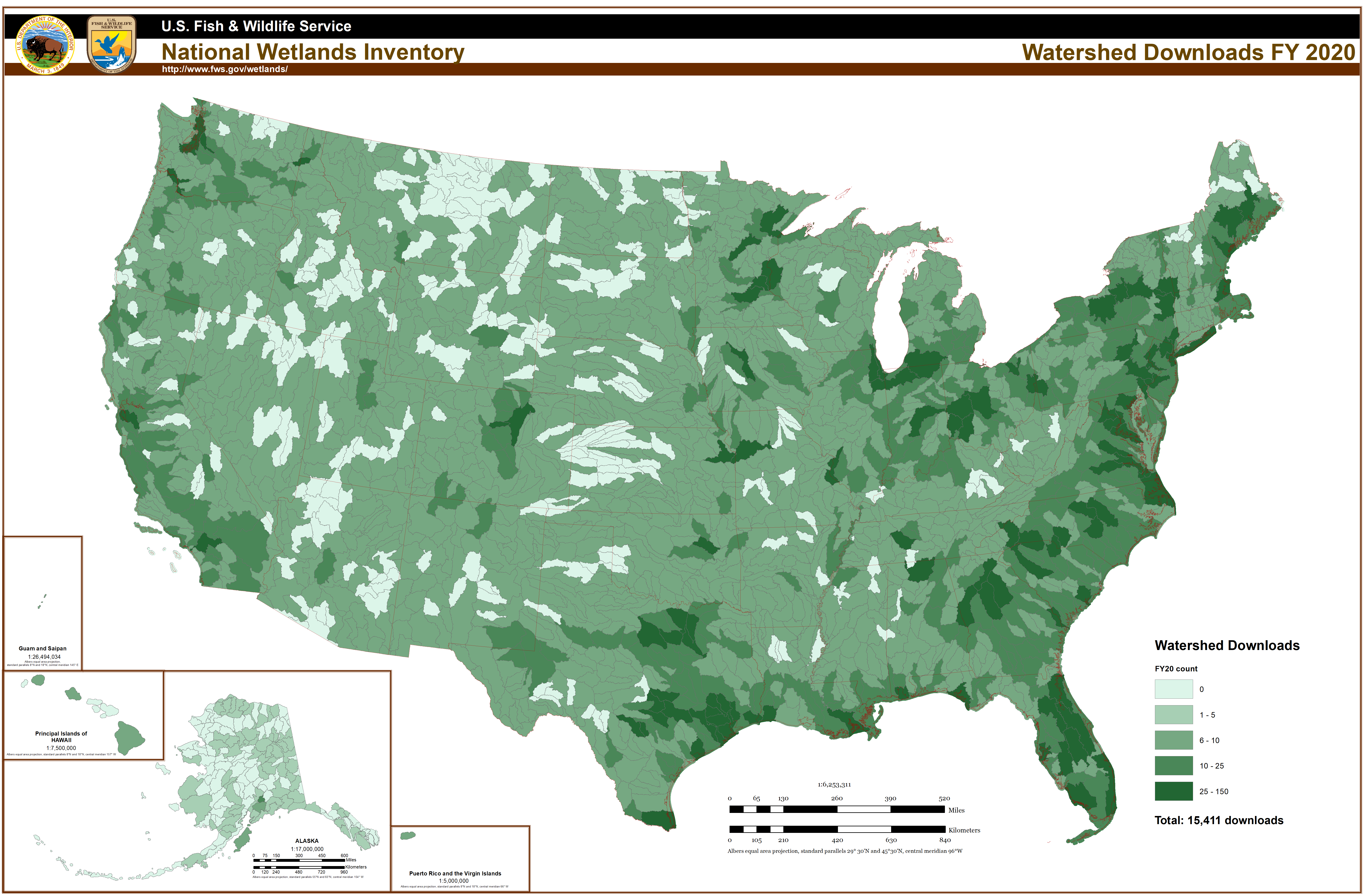 National Wetland Inventory Watershed - Watershed Downloads FY2020 