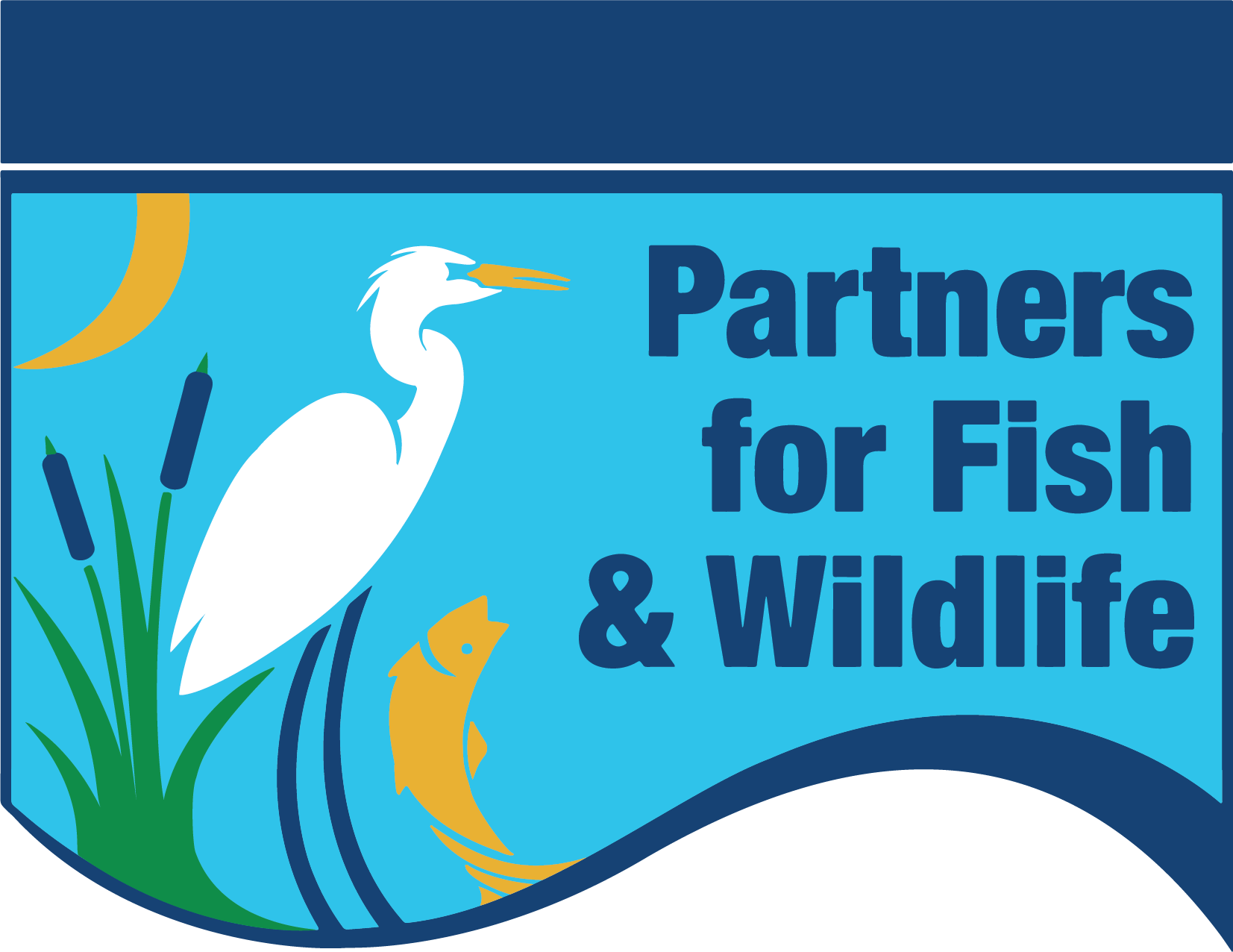 USFWS Partners for Fish and Wildlife Program logo featuring a crane and a fish in a wetland