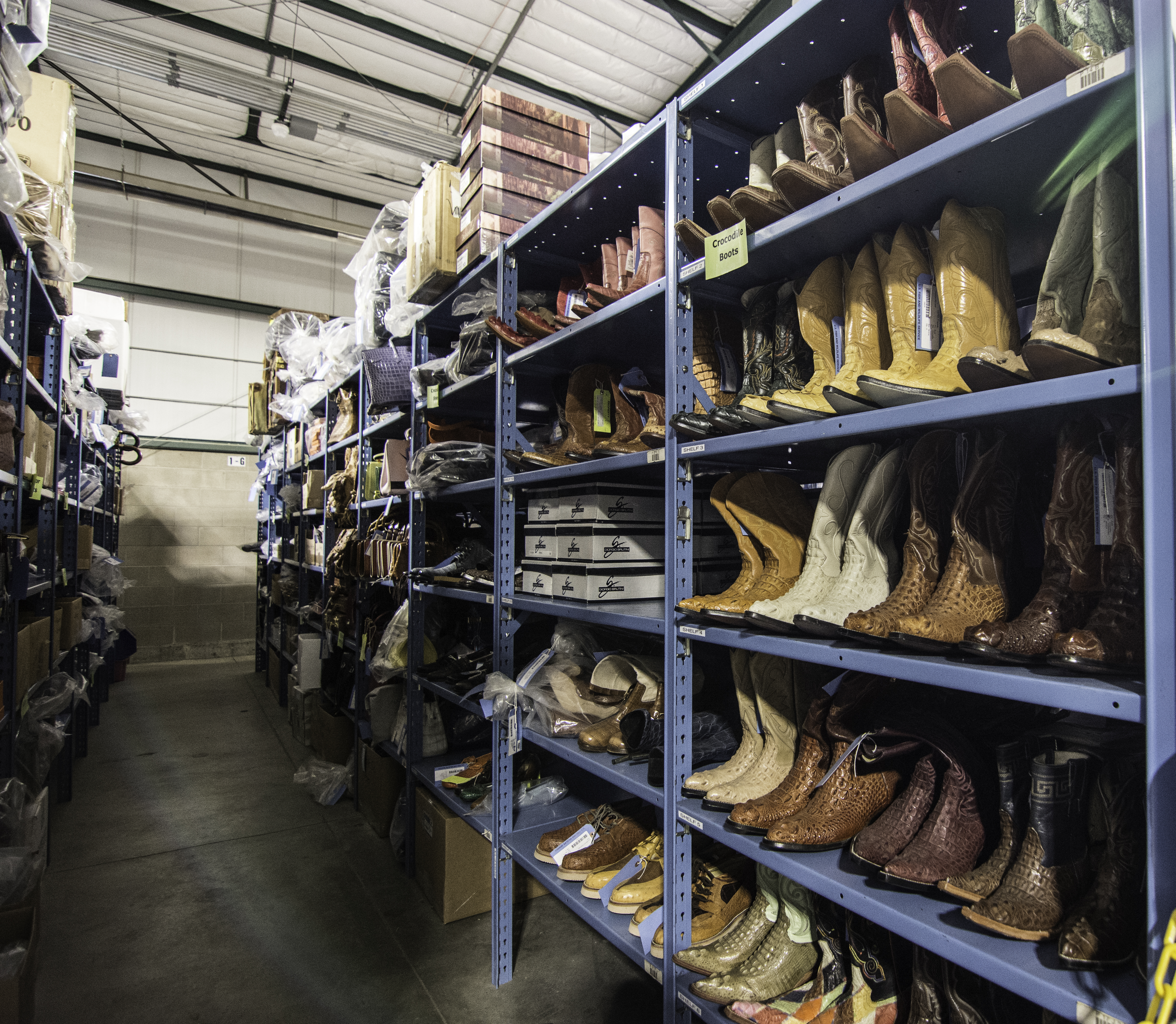 shelves of cowboy boots 