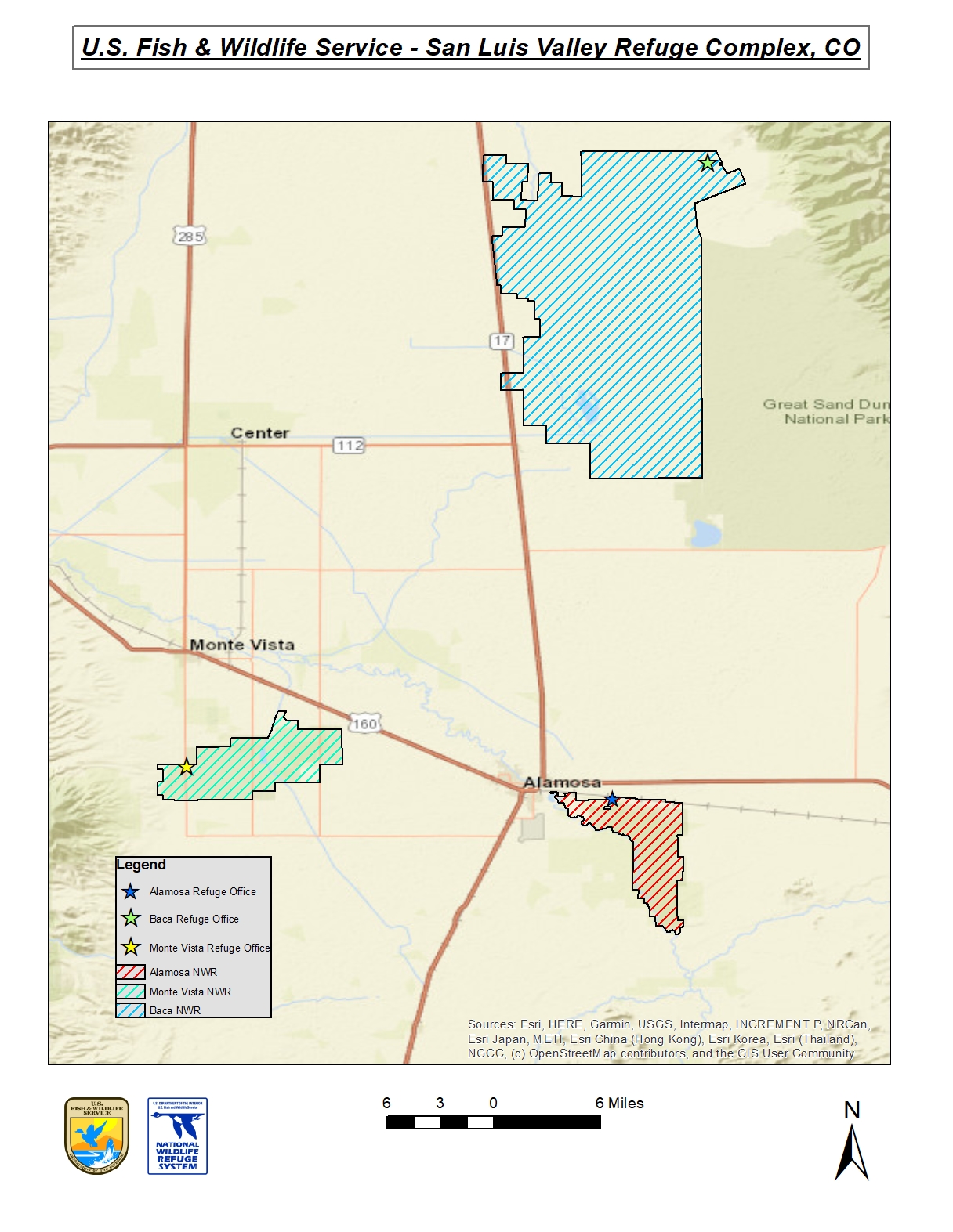 Map of the San Luis Valley Refuge Complex in Colorado