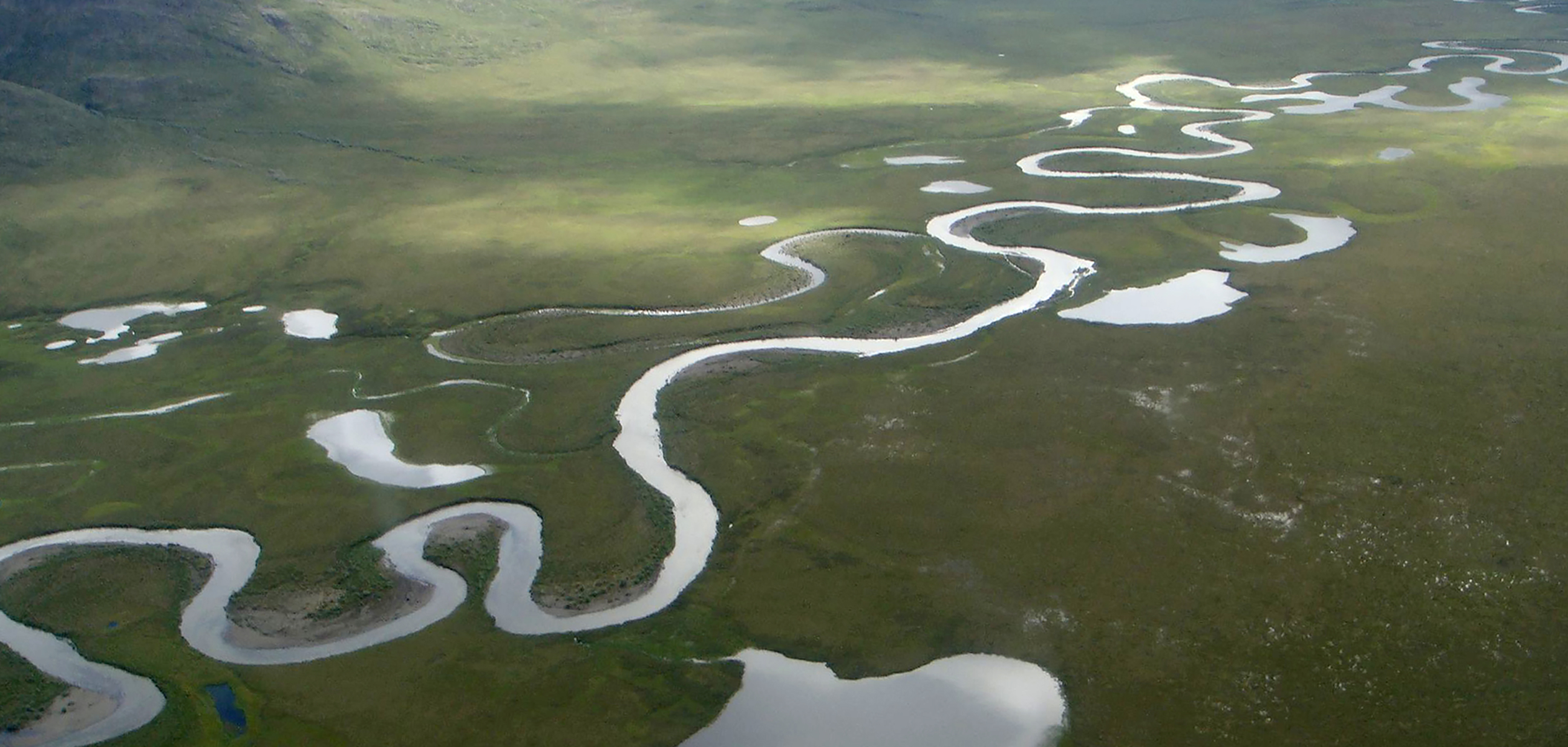 a meandering river from above